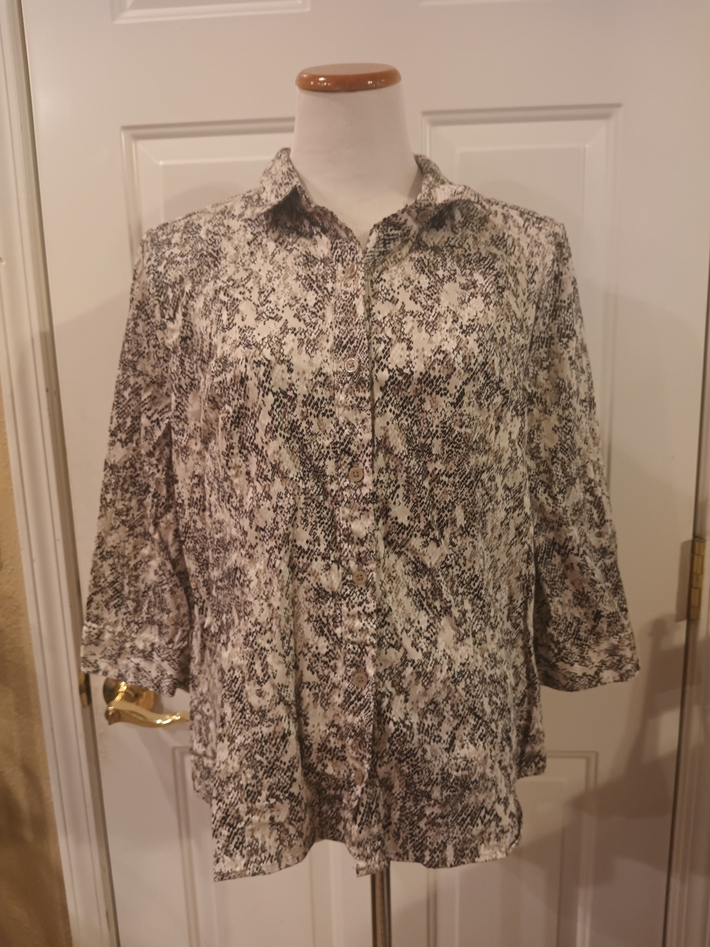 Dana Buchman Serpentine Button-Front Blouse